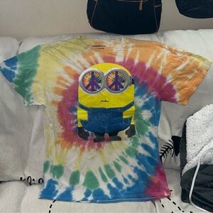 Minions illumination entertainment large tie dye short sleeved peace ☮️ shirt